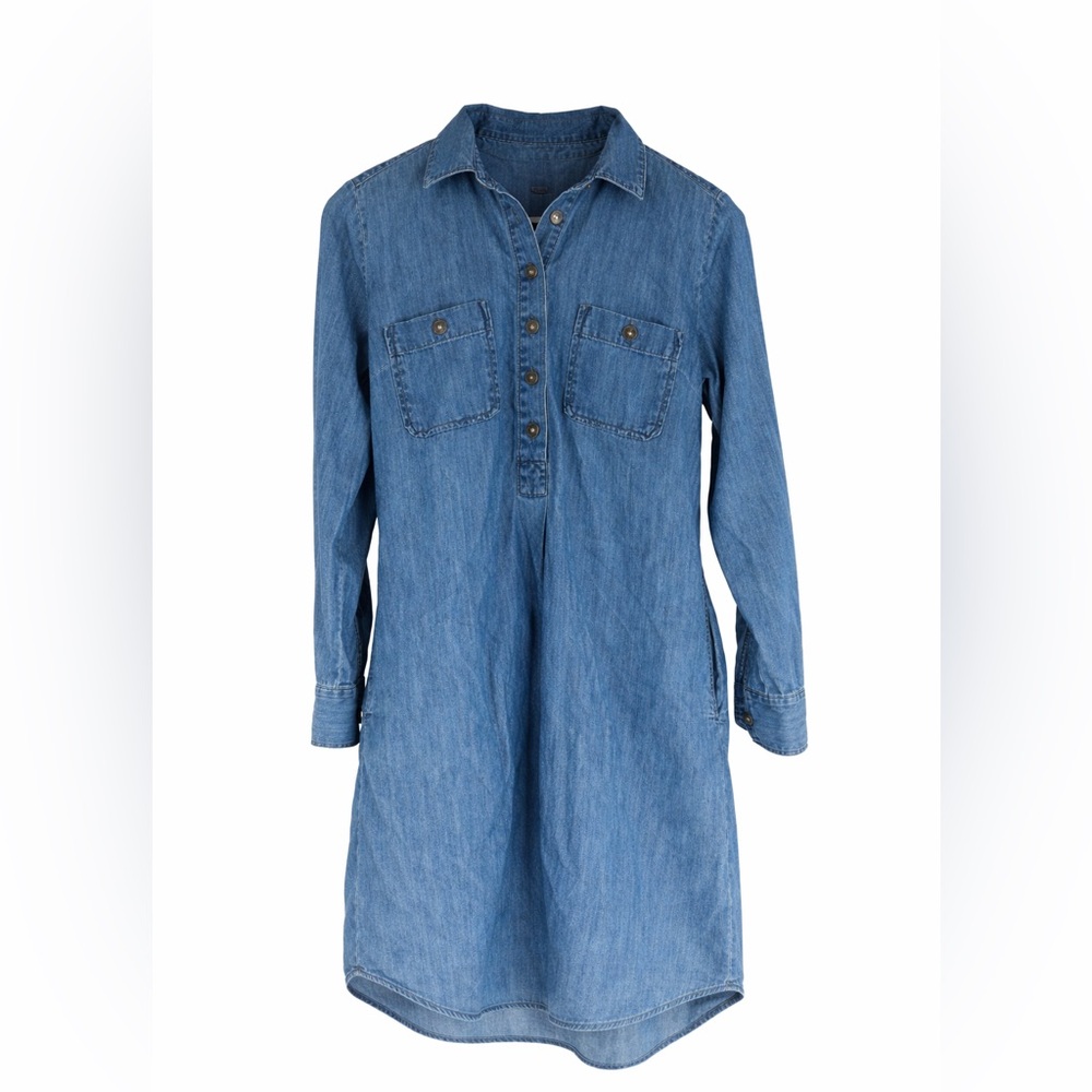 Loft Denim Chambray Collared Long Sleeve Dress